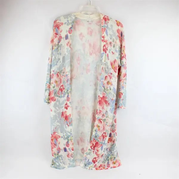 J. Jill Floral Print Sheer Open-Front Cardigan Women's Small