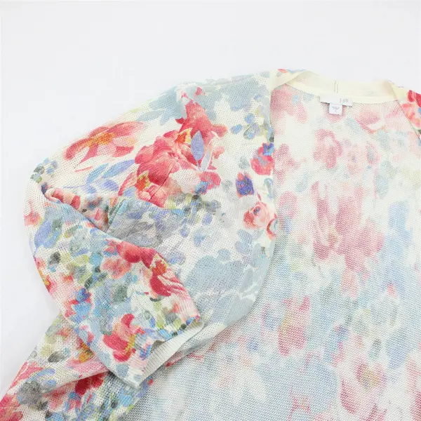 J. Jill Floral Print Sheer Open-Front Cardigan Women's Small