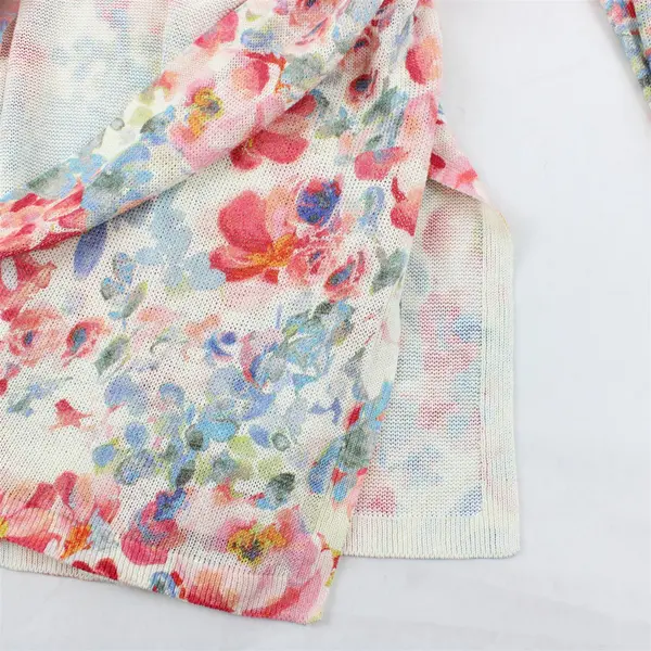 J. Jill Floral Print Sheer Open-Front Cardigan Women's Small