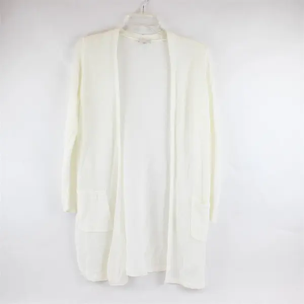 J. Jill Sheer White Long-Sleeved Open-Front Cardigan Women's Small