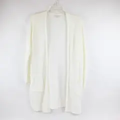 J. Jill Sheer White Long-Sleeved Open-Front Cardigan Women's Small