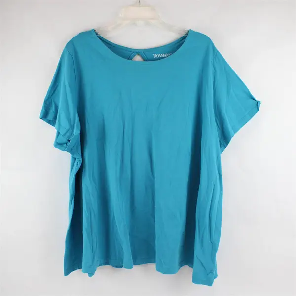 Roaman's Turquoise Blue Keyhole Back T-Shirt Women's 3X 30/32
