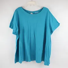 Roaman's Turquoise Blue Keyhole Back T-Shirt Women's 3X 30/32