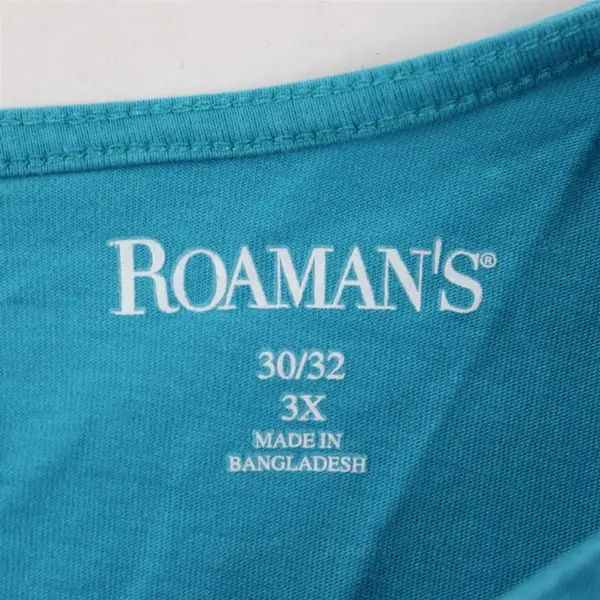 Roaman's Turquoise Blue Keyhole Back T-Shirt Women's 3X 30/32