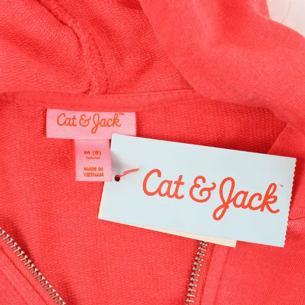 NWT Cat & Jack Coral Orange Zip-Up Hoodie Girls' Medium 8