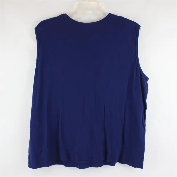 Avon Beaded Neckline Navy Blue Plunge Sleeveless Top Women's 3X