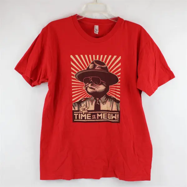 American Apparel The Time Is Meow Super Troopers Red T-Shirt Women's Large