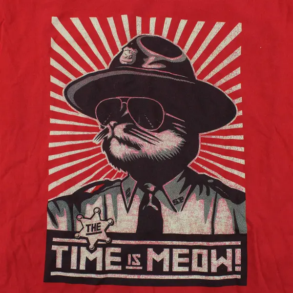 American Apparel The Time Is Meow Super Troopers Red T-Shirt Women's Large