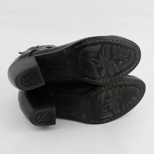 B.O.C Black Leather Booties Buckle Accent Women's US 8-1/2M