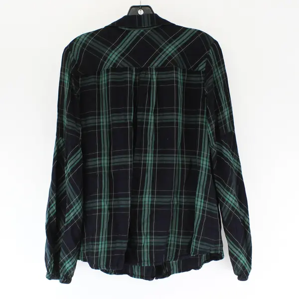 Cabi Blue and Green Plaid Long-Sleeved Button-Up Women's Medium