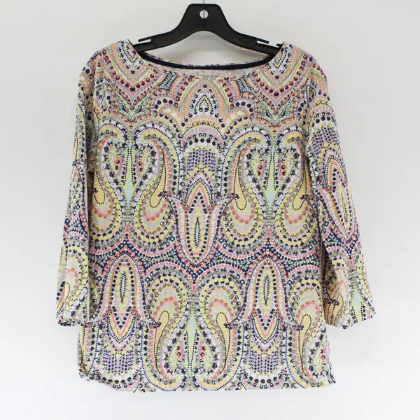 Talbots Multicolor Paisley Print 3/4-Sleeve T-Shirt Women's Medium