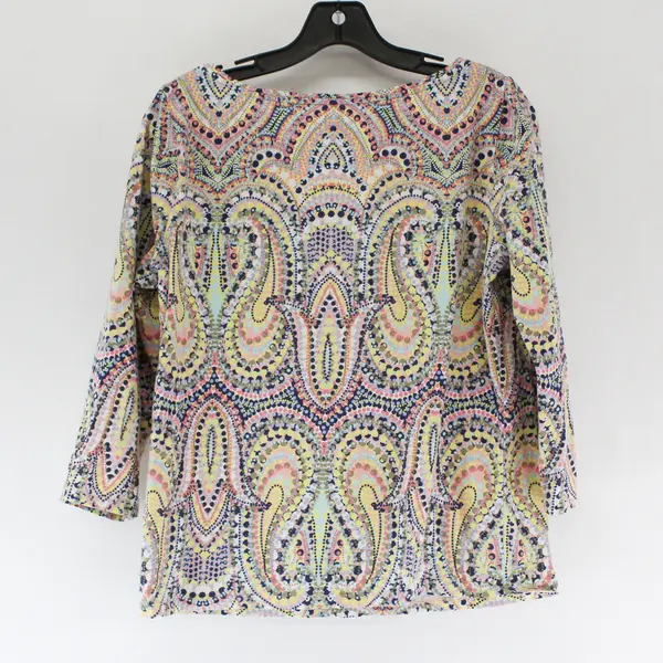 Talbots Multicolor Paisley Print 3/4-Sleeve T-Shirt Women's Medium
