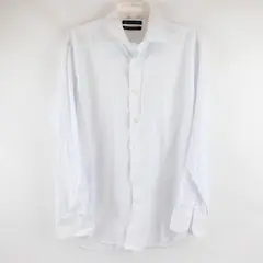 Saks Fifth Avenue White & Blue Windowpane Pattern Button-Up Men's Size 16 34/35