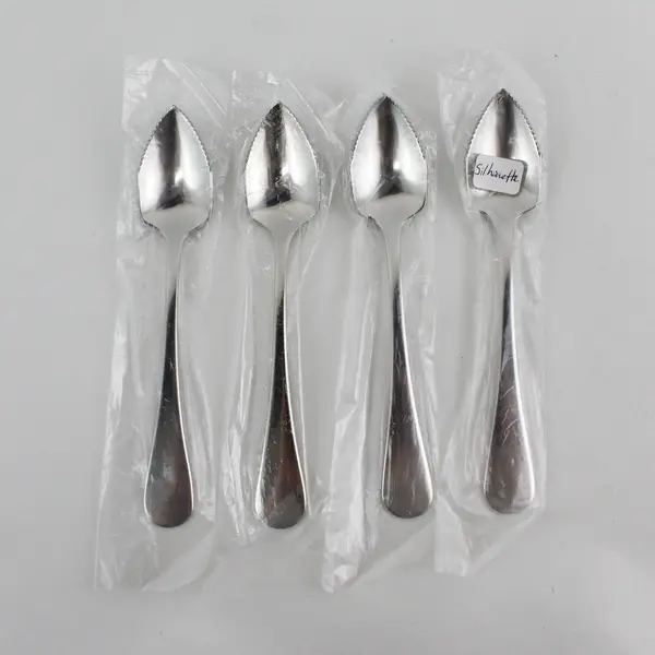 Lot of 4 Dansk Flatware Silhouette Pattern 18/10 SS Fruit Spoons (Serrated) New
