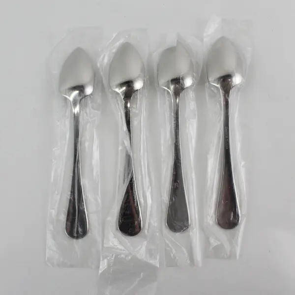 Lot of 4 Dansk Flatware Silhouette Pattern 18/10 SS Fruit Spoons (Serrated) New
