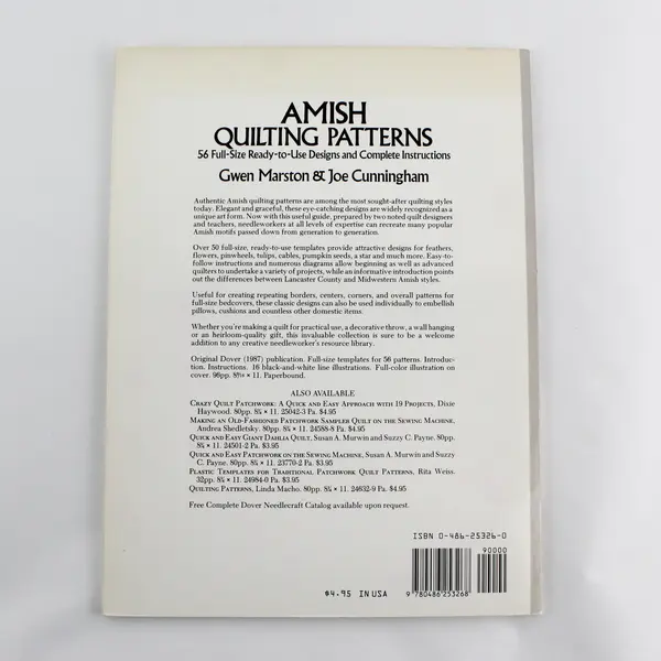 Amish Quilting Patterns by Gwen Marston and Joe Cunningham Paperback 1987