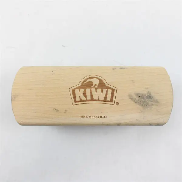 Vintage KIWI Branded 100% Horsehair Shoe Polish Brush 5.8", Wooden Handle