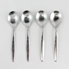 Lot of 4 Washington Forge Starflyte Pattern Stainless Oval Soup Spoons 7" Rare