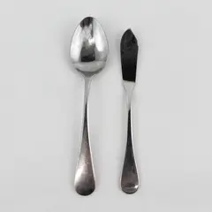 Lot of 2 Dansk Flatware Silhouette Pattern SS Butter Knife Oval Soup Spoon Japan
