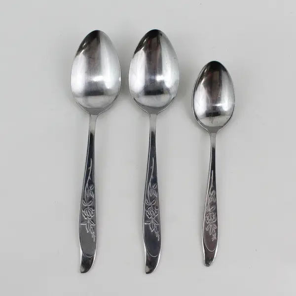 3 Silhouette Flatware SST1 Pattern (Rose Design) 2 Soup Spoons 1 Teaspoon Rare