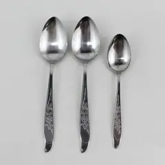 3 Silhouette Flatware SST1 Pattern (Rose Design) 2 Soup Spoons 1 Teaspoon Rare