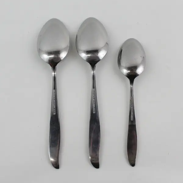 3 Silhouette Flatware SST1 Pattern (Rose Design) 2 Soup Spoons 1 Teaspoon Rare