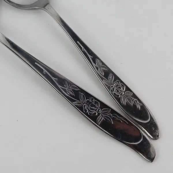 3 Silhouette Flatware SST1 Pattern (Rose Design) 2 Soup Spoons 1 Teaspoon Rare