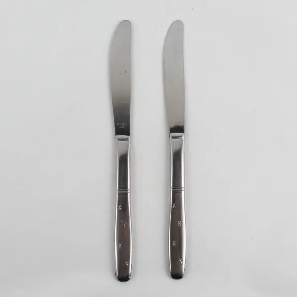 Lot of 2 Washington Forge Starflyte Pattern Stainless Dinner Knives 8" Rare HTF