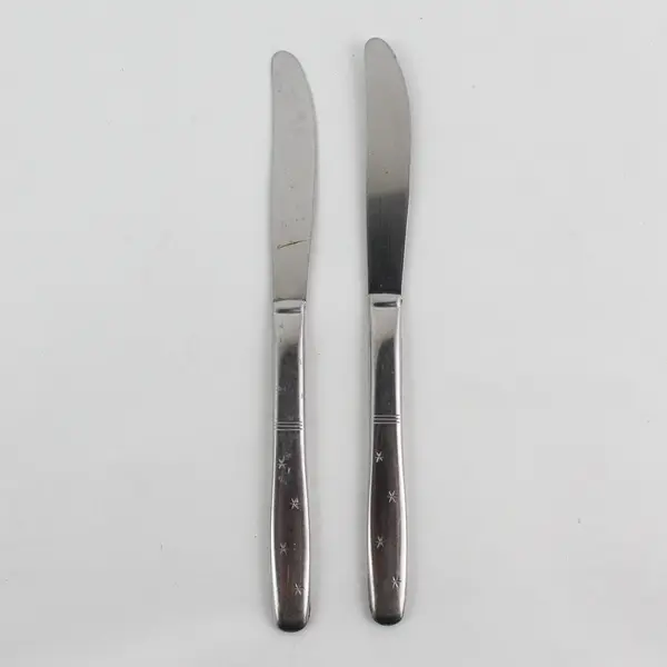 Lot of 2 Washington Forge Starflyte Pattern Stainless Dinner Knives 8" Rare HTF
