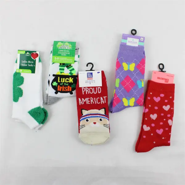 NWT Lot of 5 Multi-Brand Novelty Holiday Socks - Various Types/Patterns