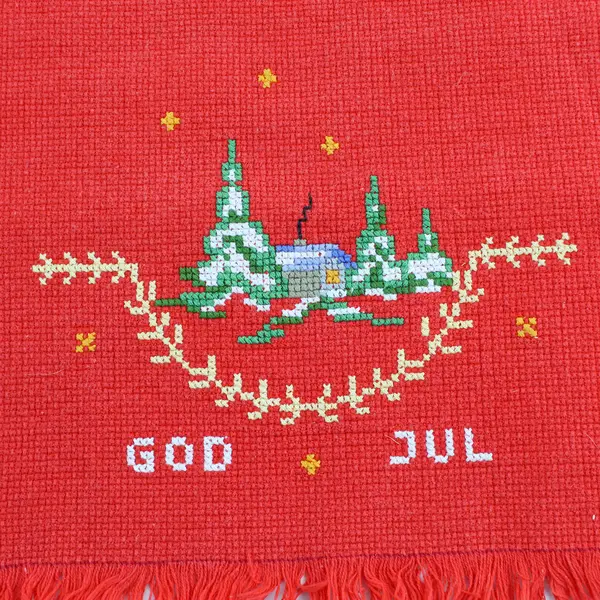 God Jul Red Christmas Cross Stitch Norway/Sweden