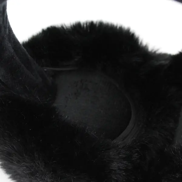 Unbranded Foldable Black Faux Fur Fluffy Ear Muffs - Adult One Size