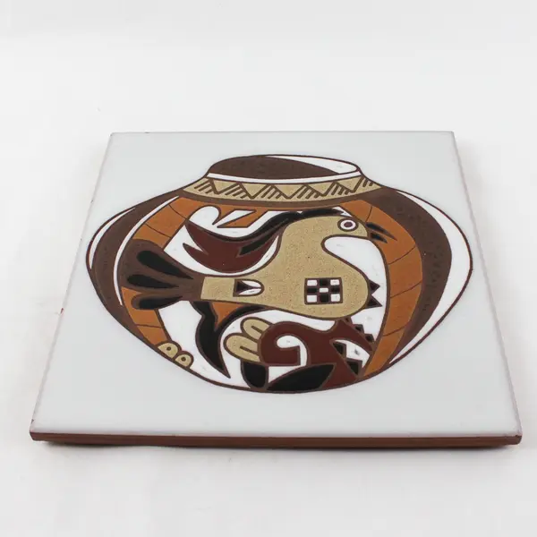 Vintage Italian Hand-Painted Ceramic Tile Bird Motif 9.75"