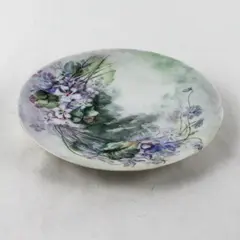 J.P.L. Limoges France Hand Painted Plate Purple Violets Green Leaves 7.75"