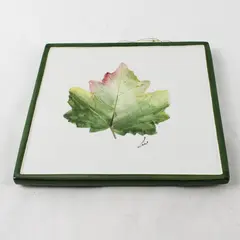 Porcelain Tile Maple Leaf Trivet Pier 1 Italy Hand Painted Signed 7.5" sq