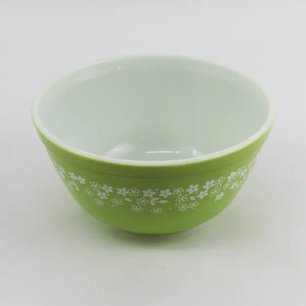 Vintage Pyrex Spring Blossom/Crazy Daisy Green Flora Glass #402 Mixing Bowl 7.5"