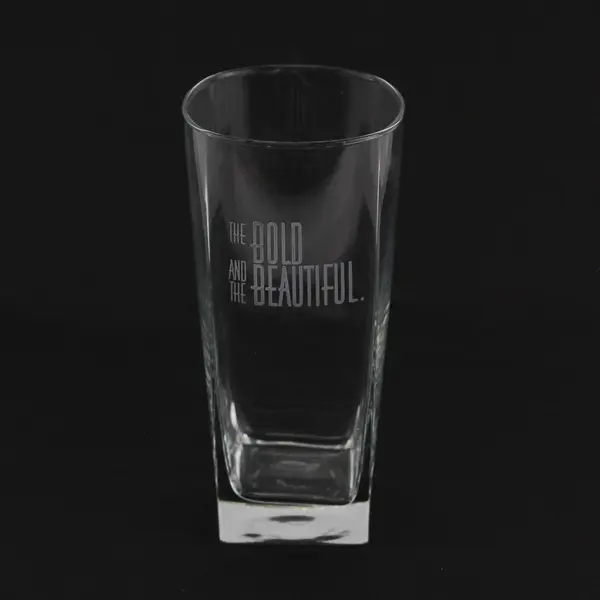 Unbranded "The Bold & The Beautiful" Clear Square-Shaped Drinking Glass 6.25"