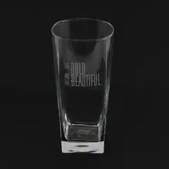 Unbranded "The Bold & The Beautiful" Clear Square-Shaped Drinking Glass 6.25"