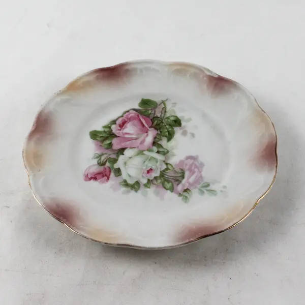 Z.S. & Co. Bavaria Germany Porcelain Plate 7" Pink Rose Scalloped Edge