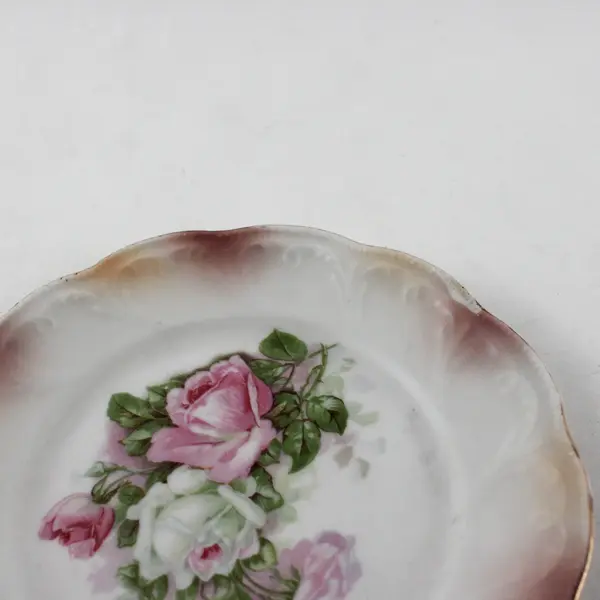 Z.S. & Co. Bavaria Germany Porcelain Plate 7" Pink Rose Scalloped Edge