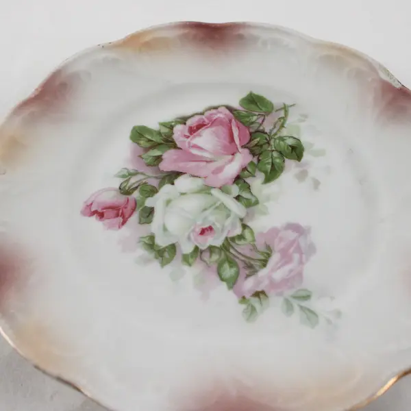 Z.S. & Co. Bavaria Germany Porcelain Plate 7" Pink Rose Scalloped Edge