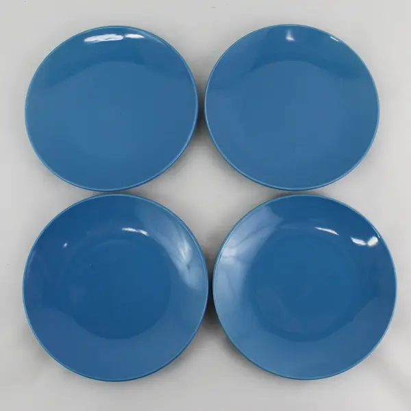 Lot Of 4 Royal Norfolk Solid Blue Color Ceramic Round Salad Plates 8.25"
