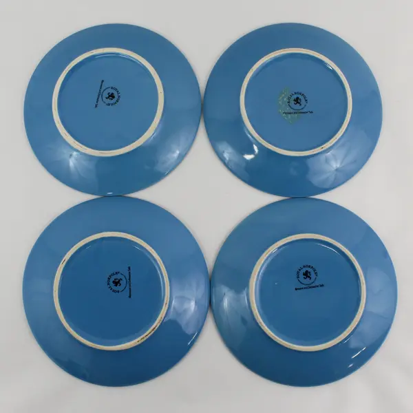 Lot Of 4 Royal Norfolk Solid Blue Color Ceramic Round Salad Plates 8.25"