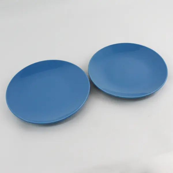 Lot Of 2 Royal Norfolk Solid Blue Color Ceramic Round Salad Plates 8.25"