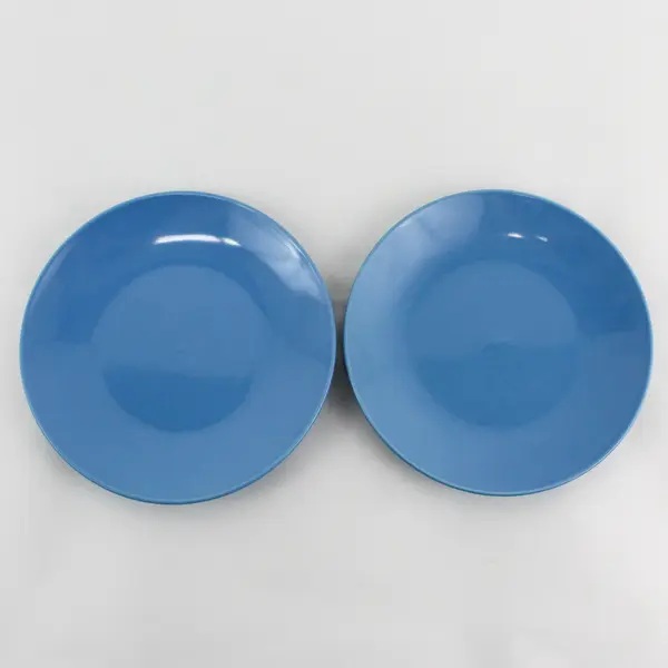 Lot Of 2 Royal Norfolk Solid Blue Color Ceramic Round Salad Plates 8.25"
