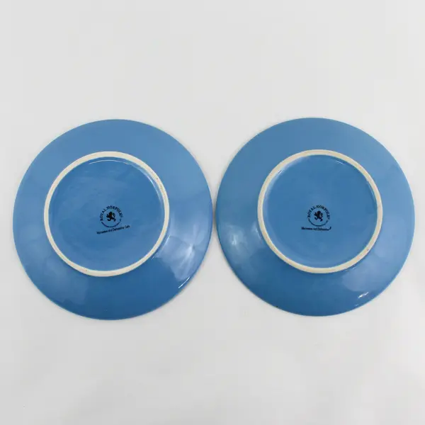 Lot Of 2 Royal Norfolk Solid Blue Color Ceramic Round Salad Plates 8.25"