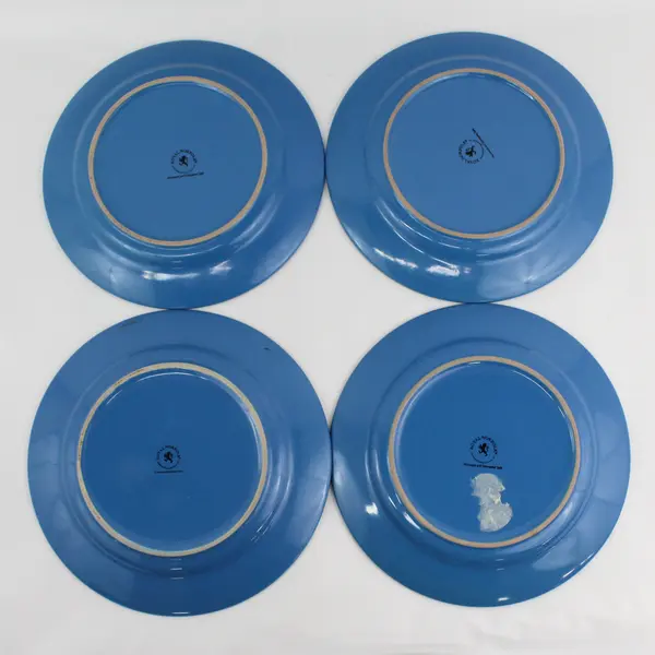 Lot Of 4 Royal Norfolk RNF20 Blue Pattern Round Ceramic Dinner Plates 10.75"