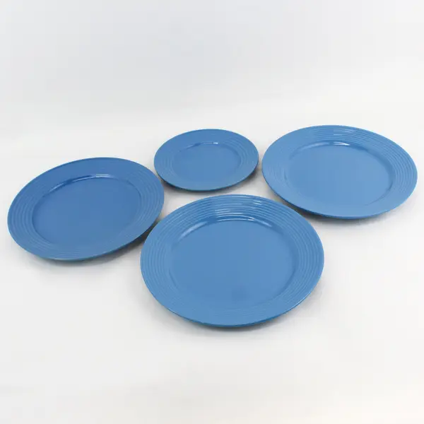 Lot Of 4 Royal Norfolk RNF20 Blue Pattern Ceramic 3 Dinner Plates & Bread Plate