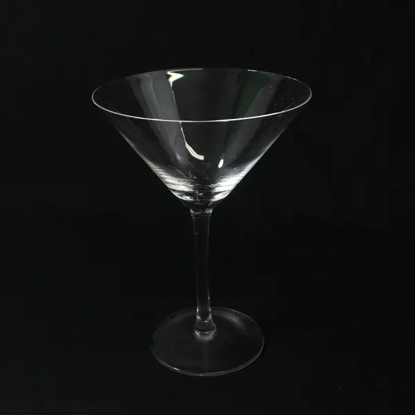 Lot Of 3 Unbranded/Unmarked Matching Clear Glass Martini Glasses 7.25" Tall