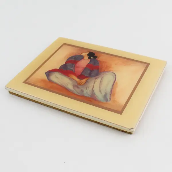 Vintage R. C. GORMAN Crystal Wall Art Tile 8"x 6.8" Woman with Blue Blanket